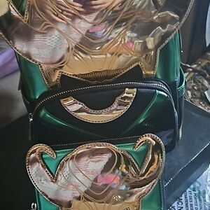 Loungefly Loki Metallic Backpack With Matching Wallet New With Tags